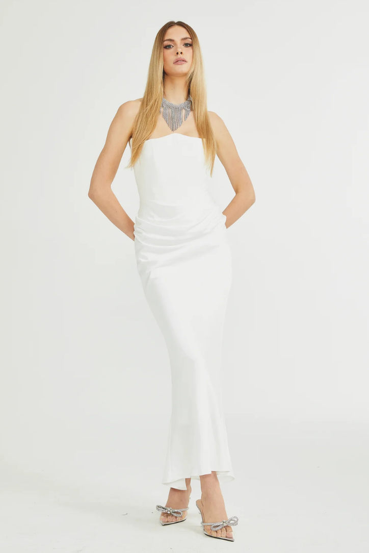 Maddison Corset Maxi dress- White