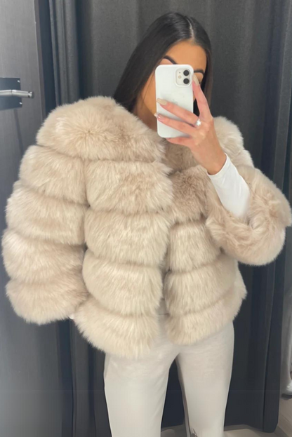 Isla Faux Fur Coat- Beige