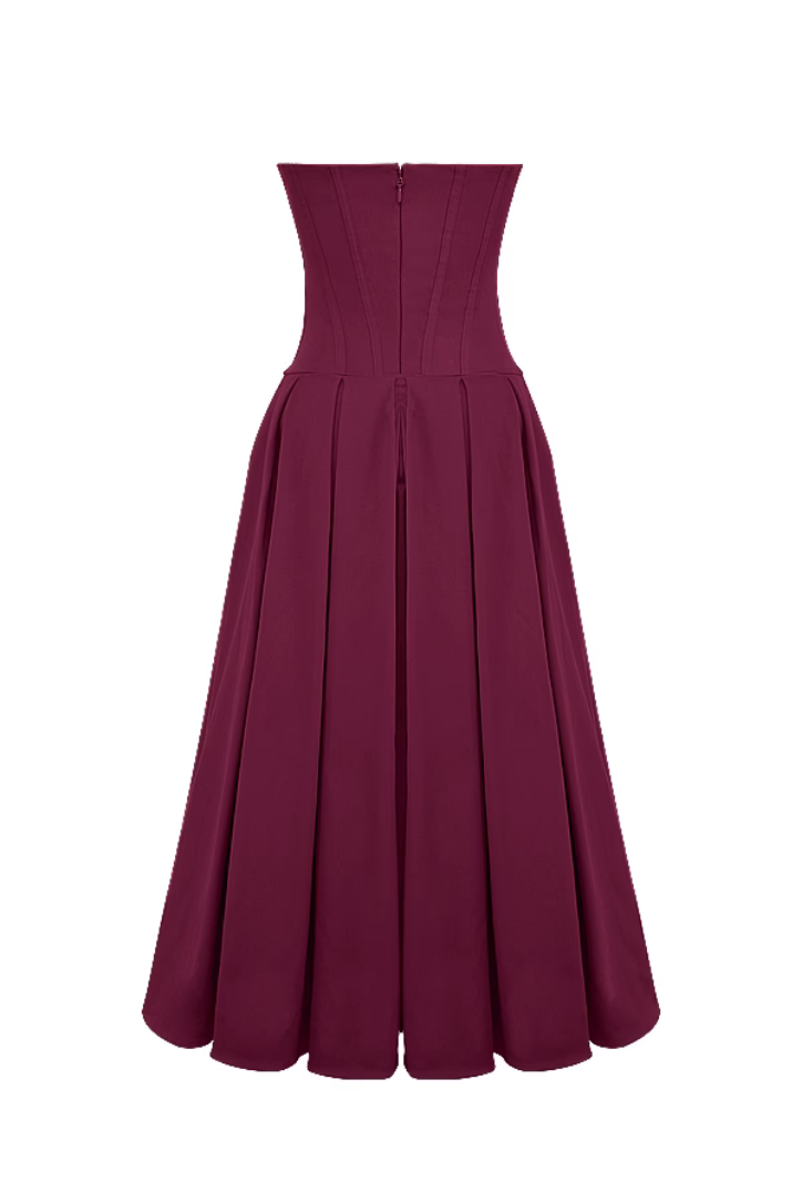 Katherine Corset Midi dress- Wine