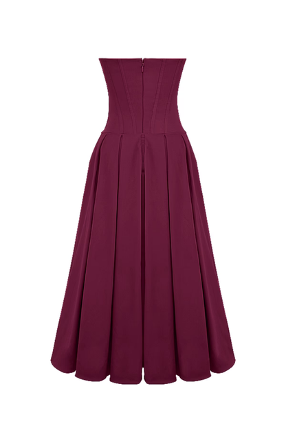 Katherine Corset Midi dress- Wine