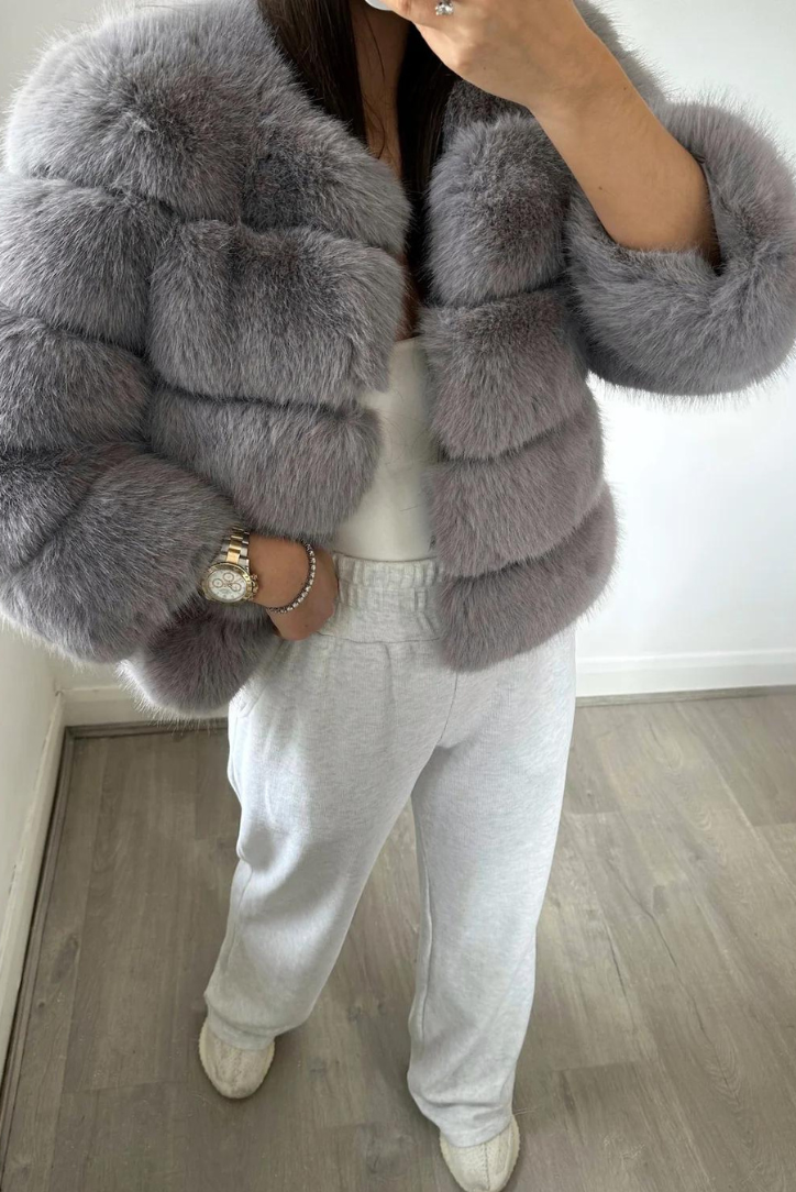 Isla Faux Fur Coat- Grey