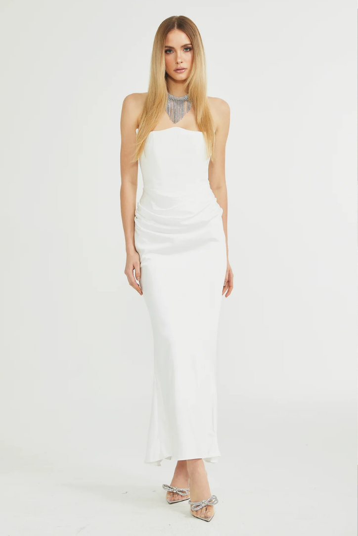 Maddison Corset Maxi dress- White