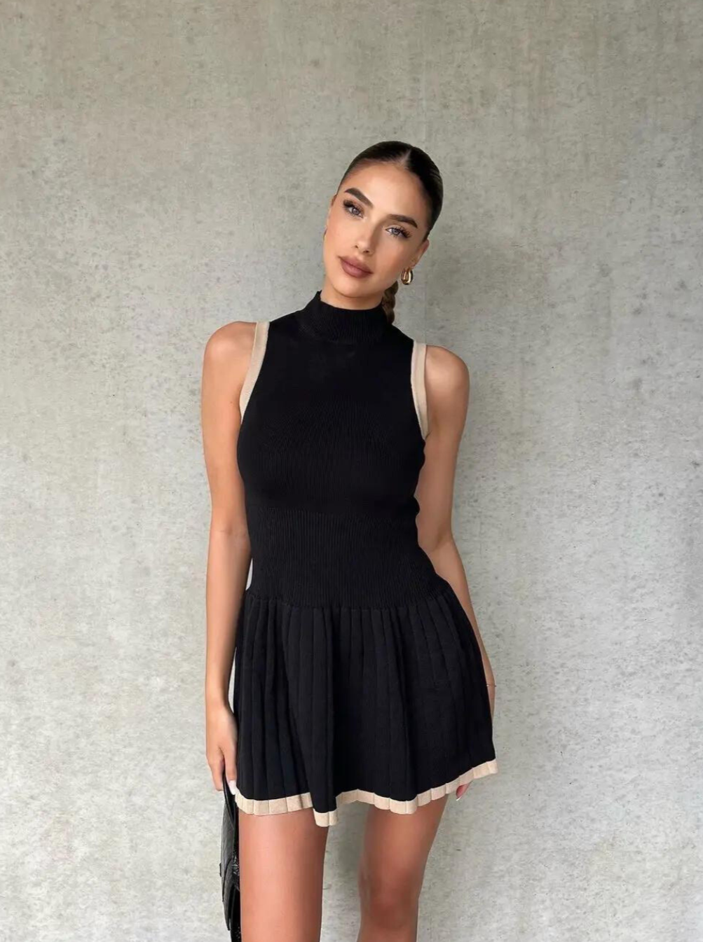 Kendall Drop-Waist Contrast Knit Dress