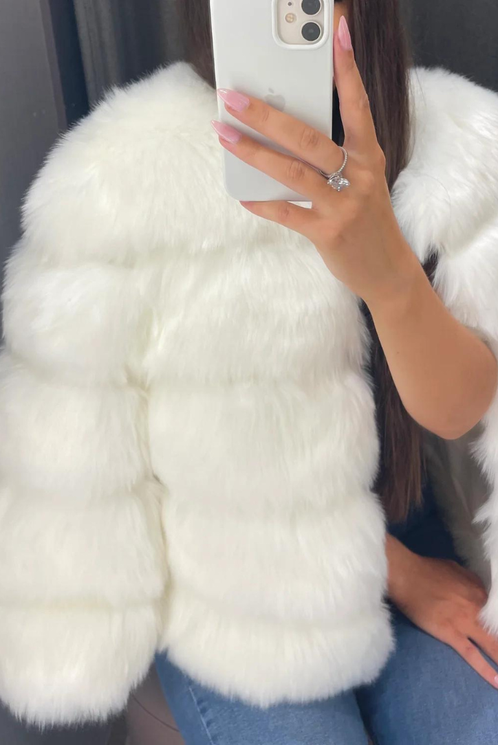 Isla Faux Fur Coat- White