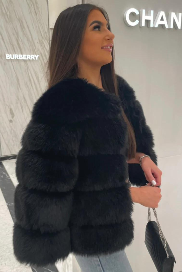 Isla Faux Fur Coat- Black