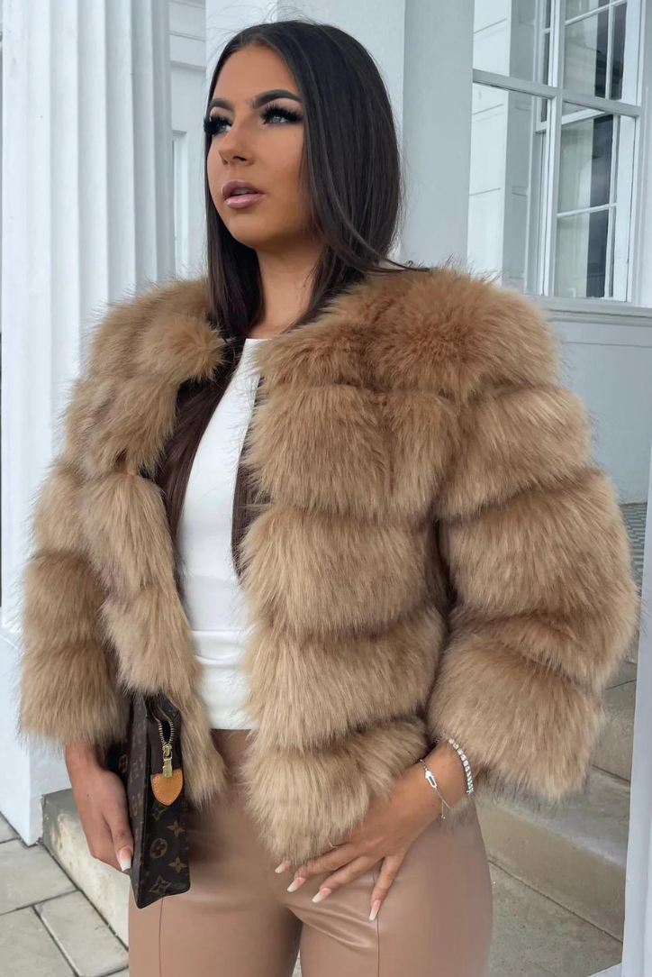 Isla Faux Fur Coat- Caramel