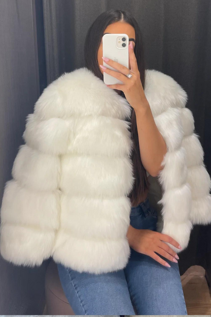 Isla Faux Fur Coat- White