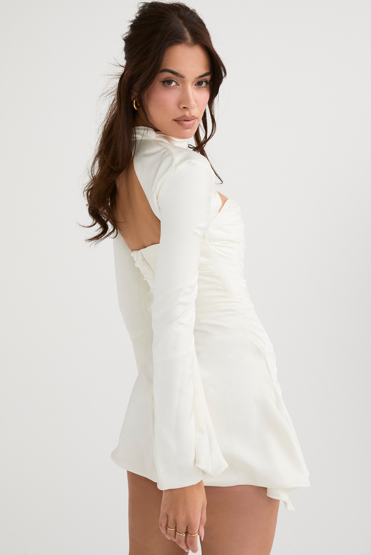 Abella Satin Mini dress -White