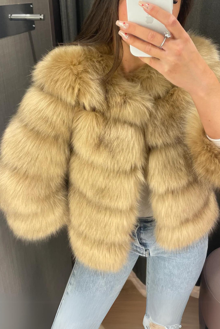 Isla Faux Fur Coat- Caramel