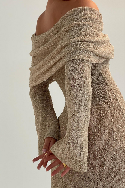 Elle Boucle Maxi dress- Sand