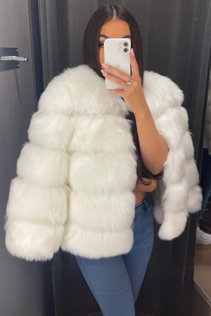 Isla Faux Fur Coat- White