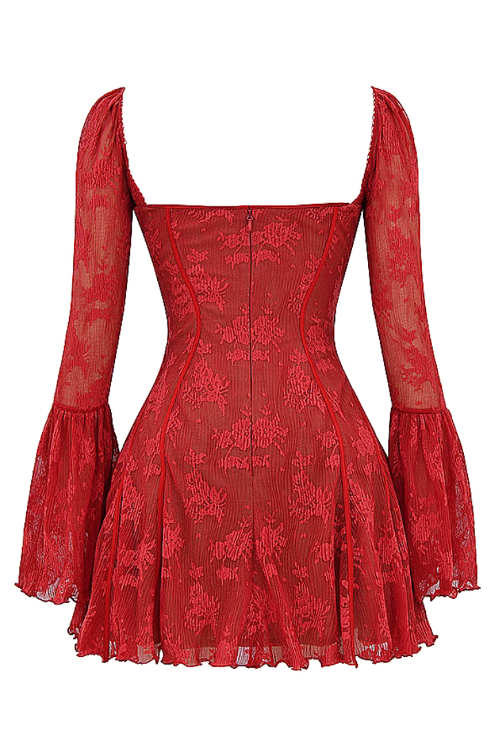 Bianca Lace Mini dress- Red