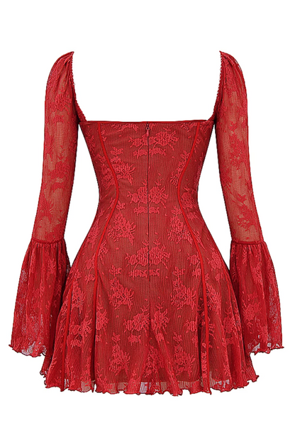 Bianca Lace Mini dress- Red