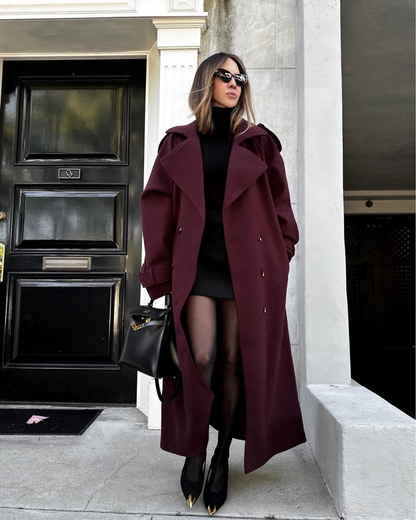 Roxie Tricot Burgundy Trench Coat