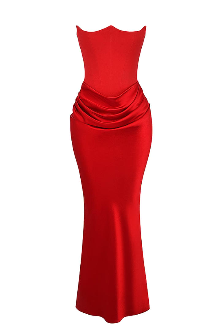 Maddison Corset Maxi dress- Red