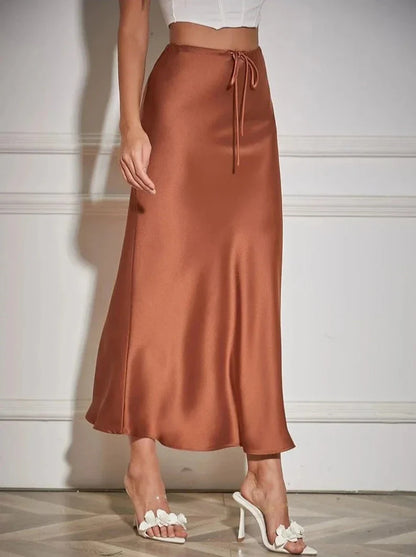 Kylie Silk High-Waist Maxi Skirt