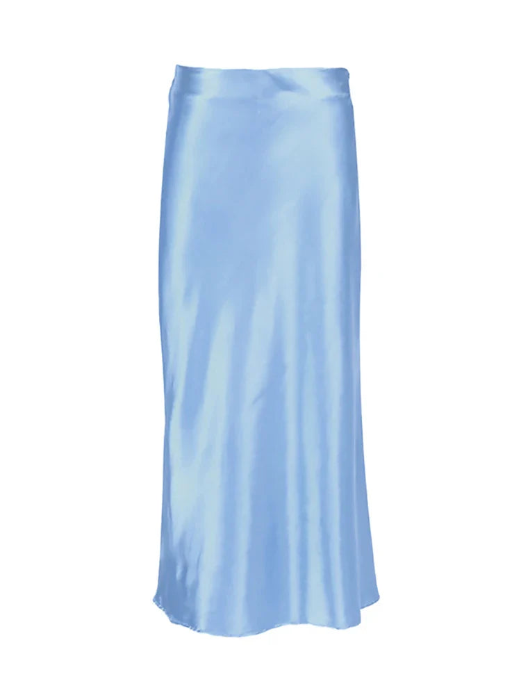 Zoe Satin Midi Skirt