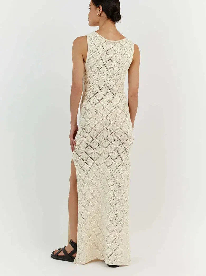 Camara Resort Sheer Crochet Slit Maxi Dress