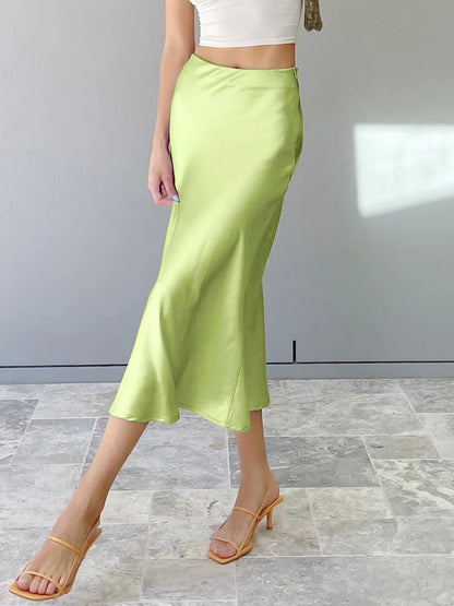 Zoe Satin Midi Skirt