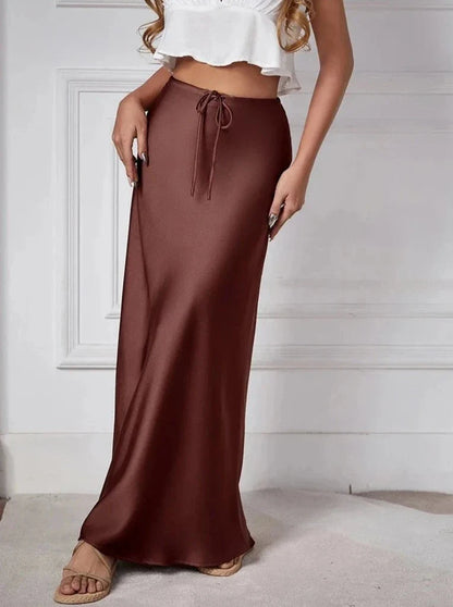 Kylie Silk High-Waist Maxi Skirt