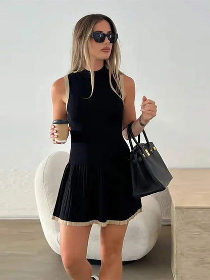 Kendall Drop-Waist Contrast Knit Dress