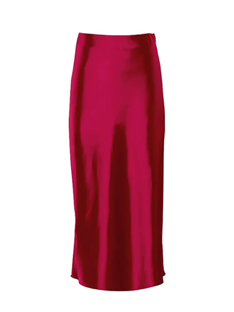 Zoe Satin Midi Skirt