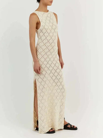 Camara Resort Sheer Crochet Slit Maxi Dress