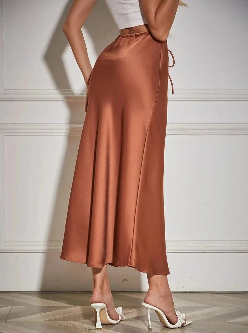 Kylie Silk High-Waist Maxi Skirt