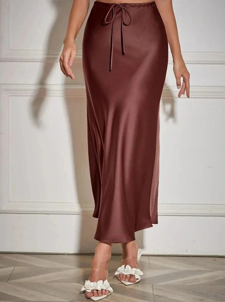 Kylie Silk High-Waist Maxi Skirt