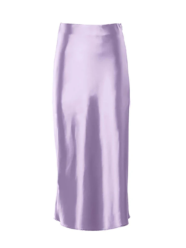 Zoe Satin Midi Skirt