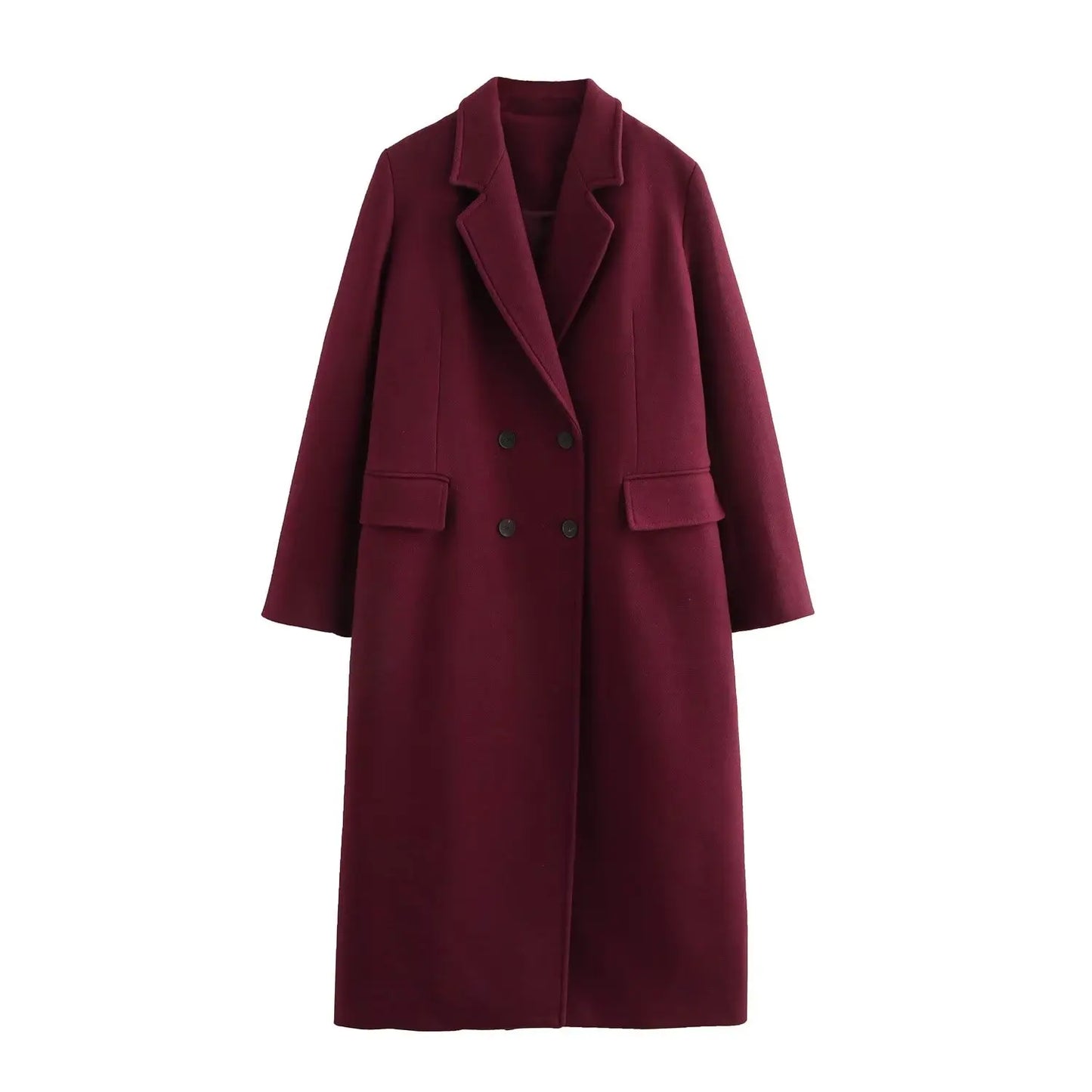 Alma Double Breasted Coat in Burgundy