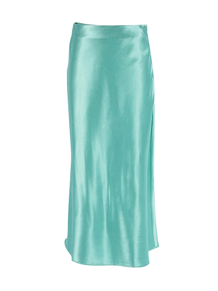 Zoe Satin Midi Skirt