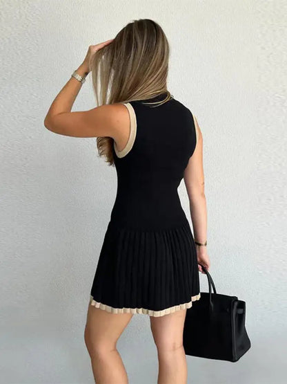 Kendall Drop-Waist Contrast Knit Dress