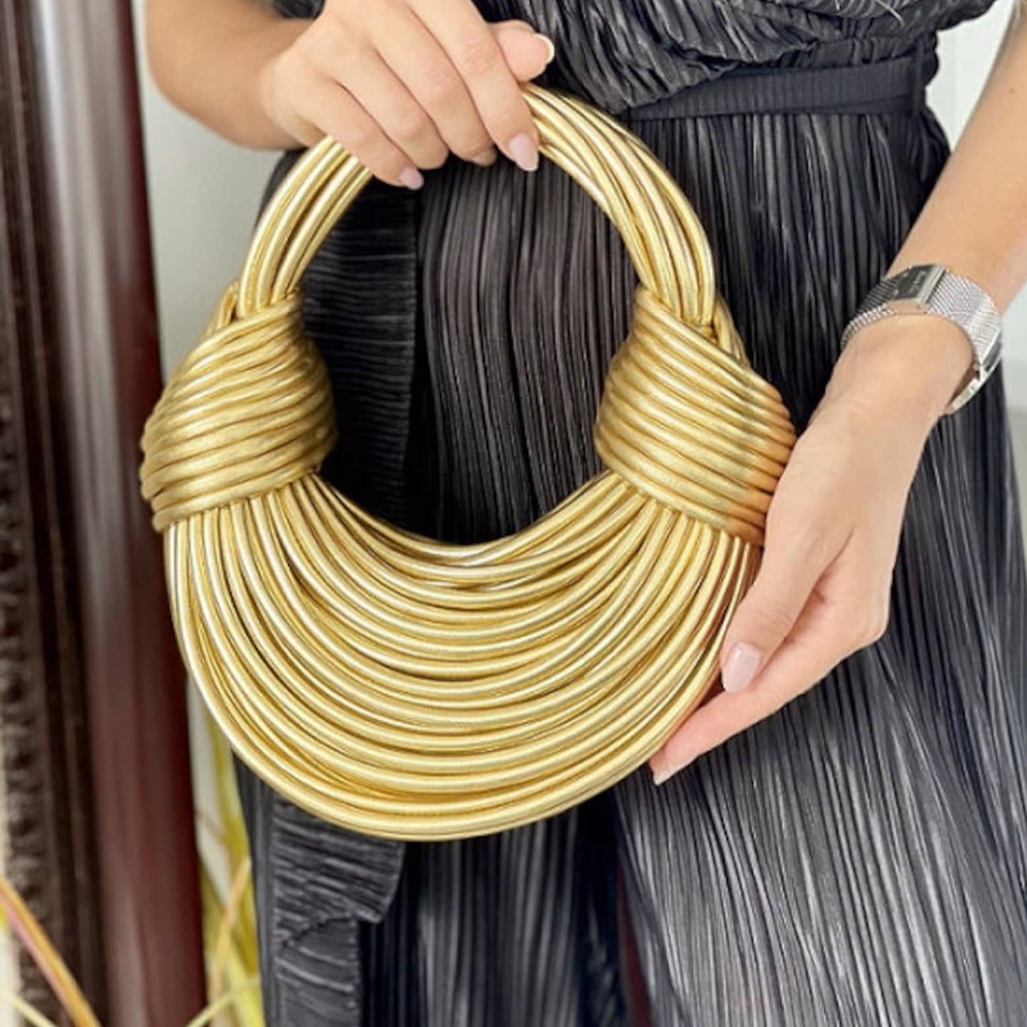 Ivy knot gold bag